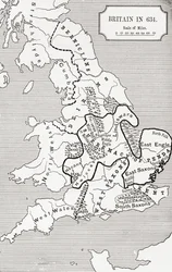 ノーサンブリア王国588から685までの634年のイギリスの地図