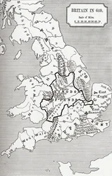 JRグリーンによる「イギリス人の短い歴史」のノーサンブリア王国からの640年のイギリスの地図、1893年公開
