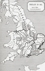 1859年に発行されたJRグリーンの「イギリス人の短い歴史」のノーサンブリア王国588から685までの665年のイギリスの地図