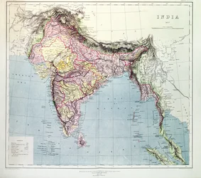 インドの地図、HR Thuillier大佐、RE、インドの測量官、1877年の指示の下で公開