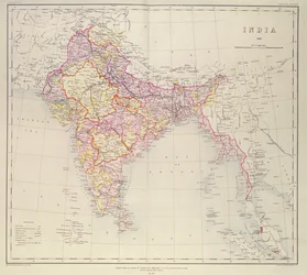 インドの地図、HR Thuillier大佐、RE、インドの測量官、1882年の指示の下で公開