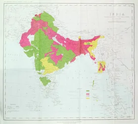 帝国調査の進捗状況を示すインドの地図、大佐HR Thuillier、RE、インド総督、1888年発行
