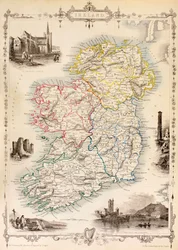 Thomas Wrightによる「The History of Ireland」（1854年発行）からのアイルランドの地図