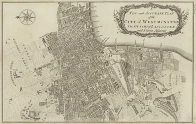 ウェストミンスター市とロンドンのランカスター公国の地図