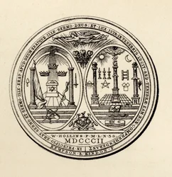 フリーメイソンの印章、1802年、『The History of Freemasonry』第III巻より、トマス・C・ジャック刊、ロンドン、1883年