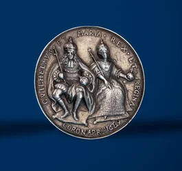 アムステルダムでのウィリアムとメリーズの戴冠式の祭典を記念するメダル、1869年（銀色）（419669の表側）