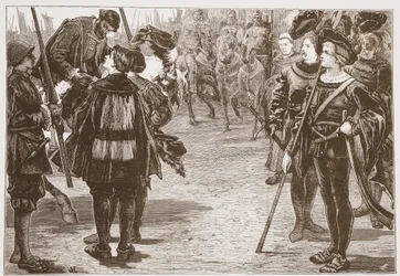 チャールズ皇帝とプロテスタント王子の出会い、ジェームズエイトケンワイリー（1808-1890）による「プロテスタントの歴史の歴史」のイラスト、パブ。 1878