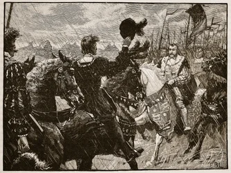 ヘンリーとマクシミリアン皇帝の出会い、カッセルズイラストレイテッドイングランドオブイングランドのイラスト（セピア写真）