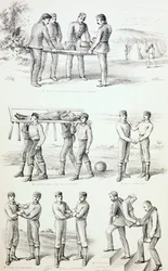 負傷者を運ぶ方法、c.1890