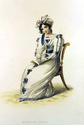 モーニング・ドレス、ファッション・プレート（アッカーマンの芸術のリポジトリより）（カラー・エングレーヴィング