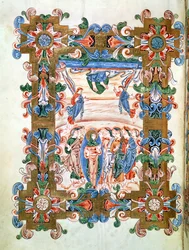 Ms 274（Y-6）fol.81vキリストの昇天、ジュミエージュのロバートの使命、c.1016