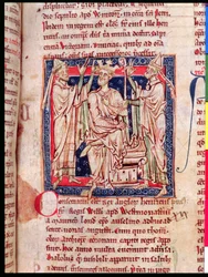Ms 6712（A.6.89）fol.129r HENRY 1（1068-1135）、マシューパリの歴史の花からのミニチュア、1250-52
