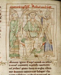 Ms 6712 (A.6.89) fol.144v ジョン王（1167-1216）、マシュー・パリス作「Flores Historiarum」からの細密画