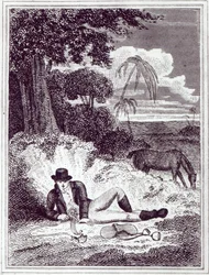 アフリカのムンゴパーク、1816年に発行された「アフリカの内陸部の旅：1795年、1796年、1797年に行われた」のイラスト（印刷）