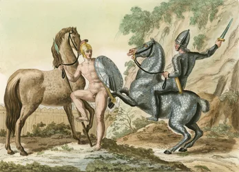 攻撃を受けた裸のギリシャ兵