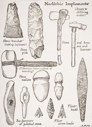 新石器時代の道具、HGウェルズの「歴史の概要」のイラスト、I巻、1920年に発行