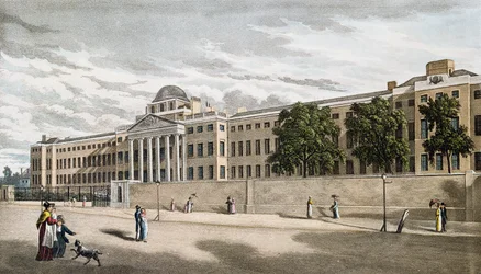 1817年にライリーによって彫刻された、セントジョージズフィールズの新しいベスレム病院