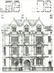 No.70エニスモアガーデンズ、サウスケンジントン、The Building News、1886年7月23日より