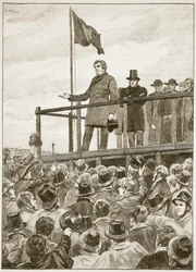 1843年のトリムでの会議でのOConnell、Cassells Illustrated History of England（sepia写真）からのイラスト