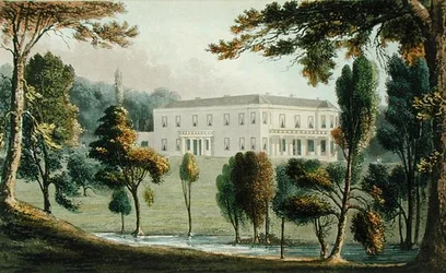 Oxton House（1826年頃に出版されたアッカーマンの「芸術のリポジトリ」より）（カラーリトグラフ