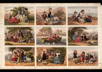 ビクトリア朝時代の印刷されたスクラップのページ（カラー・エングレービング