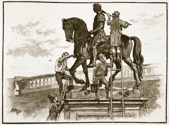 キングウィリアムブラックの絵、ダブリン、1822年、キャッセルズのイラスト入りのイングランドの歴史（セピア写真）