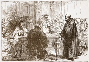 ウプサラでの会議でのオラフ牧師、ジェームスエイトケンワイリー（1808〜1890年）によるパブのプロテスタンティズムの歴史からのイラスト。 1878