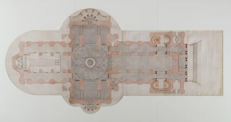 セントポールズ大聖堂の舗装計画、実施済み、c.1710（紙にペンとインクで洗う）