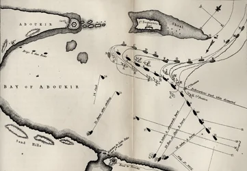 1813年に最初に公開されたRobert Southey（1774-1843）によるThe Life of Nelsonからのナイルの戦いの計画（234266も参照）