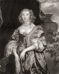 ベッドフォード伯爵夫人（1620-84）のアンカレの肖像画、ロッジズブリティッシュポートレート、1823年