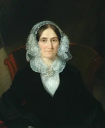 レイシーヘッドドレスを持つ女性の肖像画