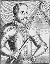 ジャスティンウィンザーによって編集された「ナラティブアンドクリティカルヒストリーオブアメリカ」からのチリ知事ペドロデヴァルディビアの肖像、1886年ロンドン