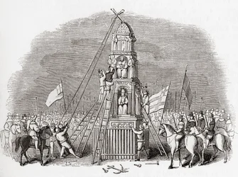 1643年、イギリス、ロンドンのチープサイド・クロス、別名エレノア・クロスを破壊する清教徒たち：A Pictorial Museum, pub.1847