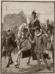 ティルベリーのエリザベス女王、Cassells Illustrated History of England（sepia photo）のイラスト