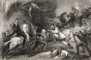 1858年に出版された「インドの反乱の歴史」からのデリーからの出撃の反発