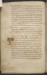 Royal 13. A.XI, f.47vInitial P.De temporum ratione. Bede the Venerable. Computus と天文学に関する作品の雑多. 11 世紀-12 世紀