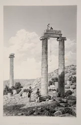 アポロ ブランチダイエ神殿の遺跡、パブ。 1863年のリトグラフ。