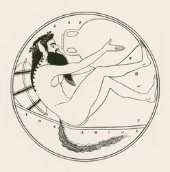 サテュロスとアンフォラ（エングレーヴィング）