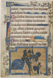 「Luttrell Psalter」の馬に乗ったジェフリー・ラトレル卿、1325-35年頃（ベラム）