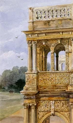 Eteläkuisti, Audley End House, 1800-luvun loppu (akvarelli paperille)