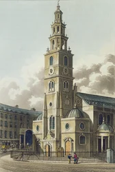 聖クレメントデーンズ教会、パブ。ルドルフ・アッカーマン（1764-1834）1816（アクアチント）