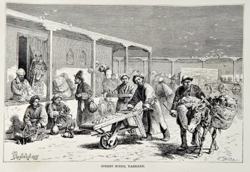 ストリートシーン、ヤルカンド、Elisee Reclusによるユニバーサルジオグラフィ、地球とその住民のイラスト、1878年公開