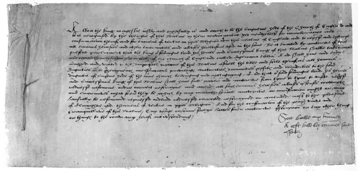 ヘンリー8世をイングランドの教会の首長として認めた最高権法、1534年（紙にインク）