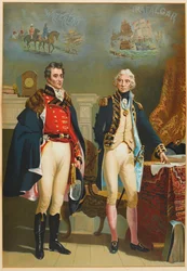 陸軍と海軍は、大司令官、ウェリントン（1769-1852）とネルソン（1758-1805）の間の唯一のインタビューを表しています。1890年頃