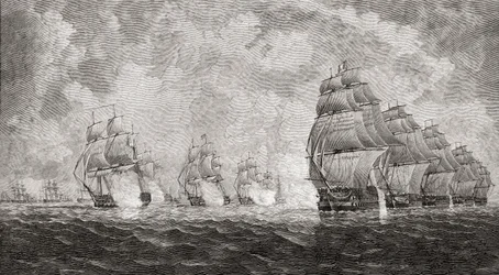 JRグリーンによる「イギリス人の短い歴史」からの1804年のプロオーラの戦い、1893年発行
