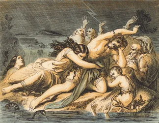 大洪水」（彩色済み彫刻