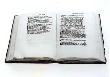 フォックスとブドウ、ウィリアムカクストン（1422-91年頃）によるイソップ寓話の図解訳1434