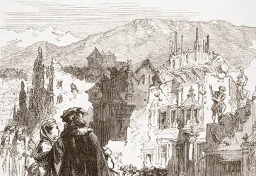 ジェームズエイトケンワイリー（1808-1890）によるパブのプロテスタンティズムの歴史からのイラストによる、都市の郊外を破壊するジュネーブ。 1878