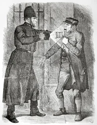 パンチ』誌1869年4月8日号に掲載された「常習犯」の治療法(彫刻)