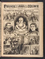 ハムステッド殺人事件、オールド・ベイリーでのスケッチ（『イラストレイテッド・ポリス・ニュース』1890年12月13日付（新聞紙面）より